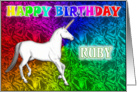 Ruby Unicorn Dreams Birthday card