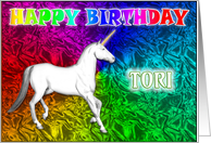 Tori Unicorn Dreams Birthday card