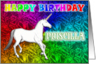 Priscilla Unicorn Dreams Birthday card