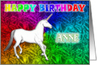 Anne Unicorn Dreams Birthday card