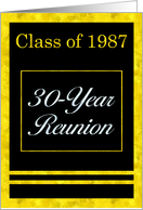 30th Year Reunion Invitation, Class of 1987 card