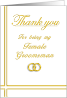 Female Groomsman, Thank you card