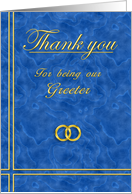 Greeter, Thank you card