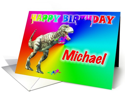 Michael, T-rex Birthday card (397236)