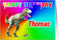 Thomas, T-rex Birthday Card eater card