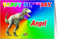 Angel, T-rex Birthday Card eater card