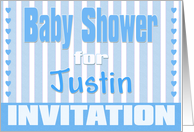 Baby Justin Shower Invitation card