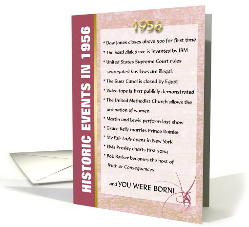 Big Events of 1956 Birthday card (429602)