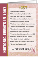 Big Events of 1957 Birthday card