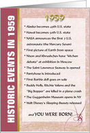 Big Events of 1959 Birthday card