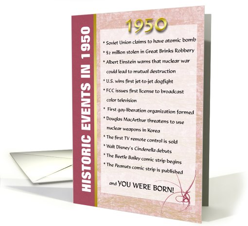 Big Events of 1950 Birthday card (439482)