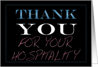 Thank You For your Hospitality card