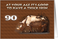 Funny Rhino 90th Birthday card