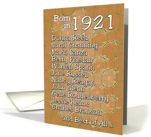 Born in 1921, Happy Birthday card (464181)