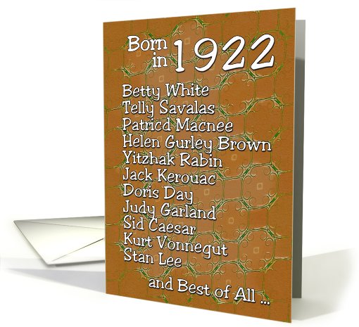 Born in 1922, Happy Birthday card (464184)
