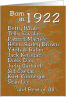 Born in 1922, Happy Birthday card