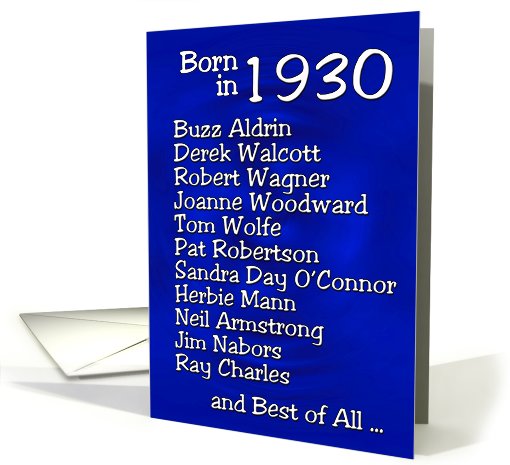 Born in 1930, Happy Birthday card (465696)