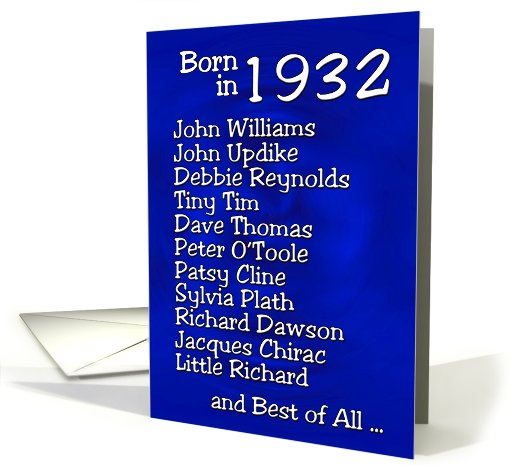 Born in 1932, Happy Birthday card (465701)