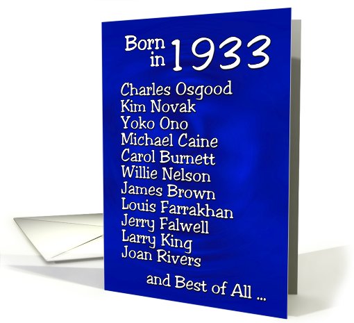 Born in 1933, Happy Birthday card (465702)