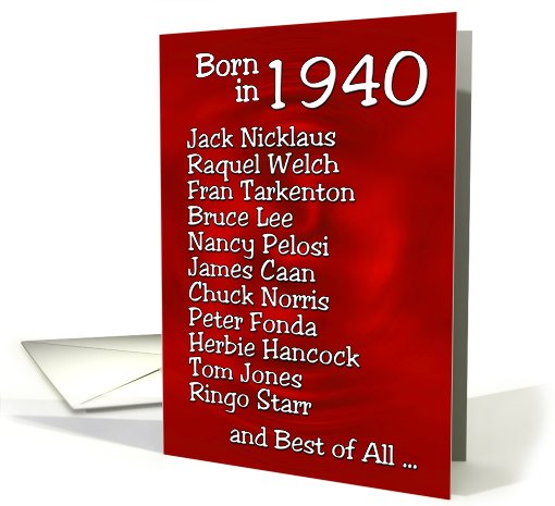 Born in 1940, Birthday Wishes card (465934)