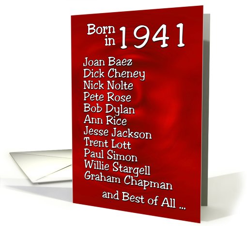 Born in 1941, Birthday Wishes card (465935)