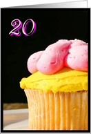 Happy 20th Birthday, cupcake card