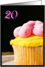 Happy 20th Birthday, cupcake card