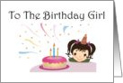 Birthday Girl Ponytails and Cake card