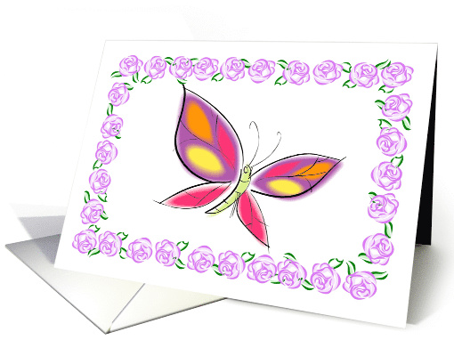 Buttefly with roses card (399204)