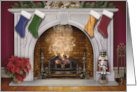 Out of the Fireplace Santa Appears on Christmas Eve card