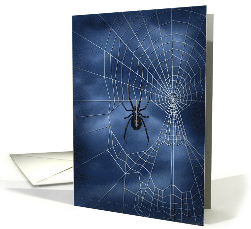 Black Widow Halloween Skull Spider Web card (365745)