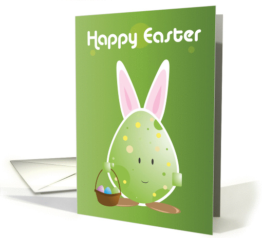 Cheerful egg with basket card (390349)