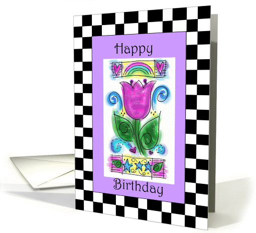 Happy Birthday Checkered card (370016)