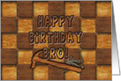 Birthday, Brother, Parquet Wood Pattern withText Etched in, Nails card
