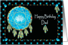 Birthday, Dad, Native American Dreamcatcher with Wolf card