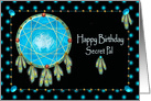 Birthday, Secret Pal, Native American Dreamcatcher with Wolf card