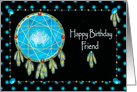 Birthday, Friend, Native American, Dreamcatcher with Wolf card