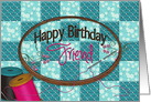 BIRTHDAY, Friend, Embroidery Hoop with Sewn-in Message card