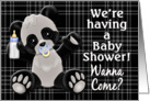 Baby Shower Invitation - Black/White/Gray Teddy Bear card