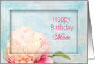 Birthday, Mother, Delicate Pink Peony Flower on Soft Blue card