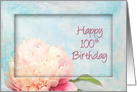 Birthday100th, Delicate Peony inset in faux Frame, Dreamy card