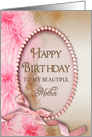 Birthday Mother,Pink Delicate Flowers in Oval Inset card