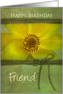 BIRTHDAY, FRIEND, YELLOW DAISY, GREEN TEXTURE card