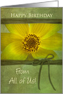 BIRTHDAY, From all of Us,YELLOW DAISY on GREEN TEXTURED BACKGROUND card
