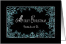 Christmas - From all of Us - Blue Snowflakes on Black - card