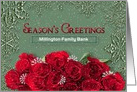 Season’s Greeting - Business - Personalize Name - Snow/Roses card