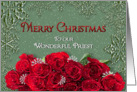 Merry Christmas - Priest - Snow/Roses card