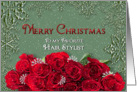 Merry Christmas - Hair Stylist - Snow/Roses card