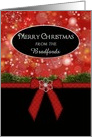 Christmas - INSERT NAME FROM - Red Bow - Snowflake card