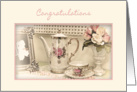 CONGRATULATIONS - Vintage Tea Set - Soft Pastels card